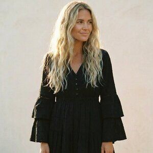 Lost + Wander Chasing the Moonlight Midi Black Classic Dress SMALL Nordstrom